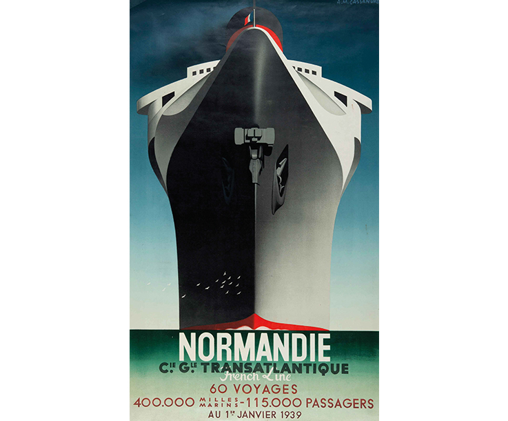 Fransız sanatçı Cassandre’nin SS Normandie için tasarladığı afiş (1939)